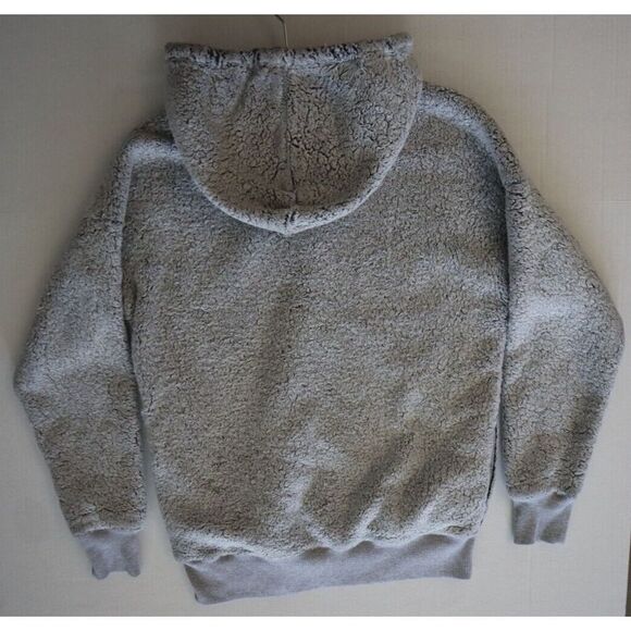 Aerie Women's Sz S Gray Heather Faux Fur Teddy 1/4 Zip Hoodie Sweatshirt - Picture 9 of 9